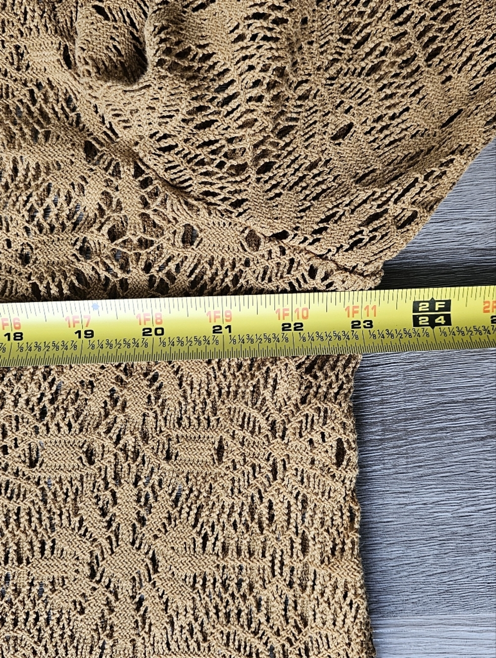 Maurices Open Crochet Cardigan in Mustard Gold - Picture 9 of 16